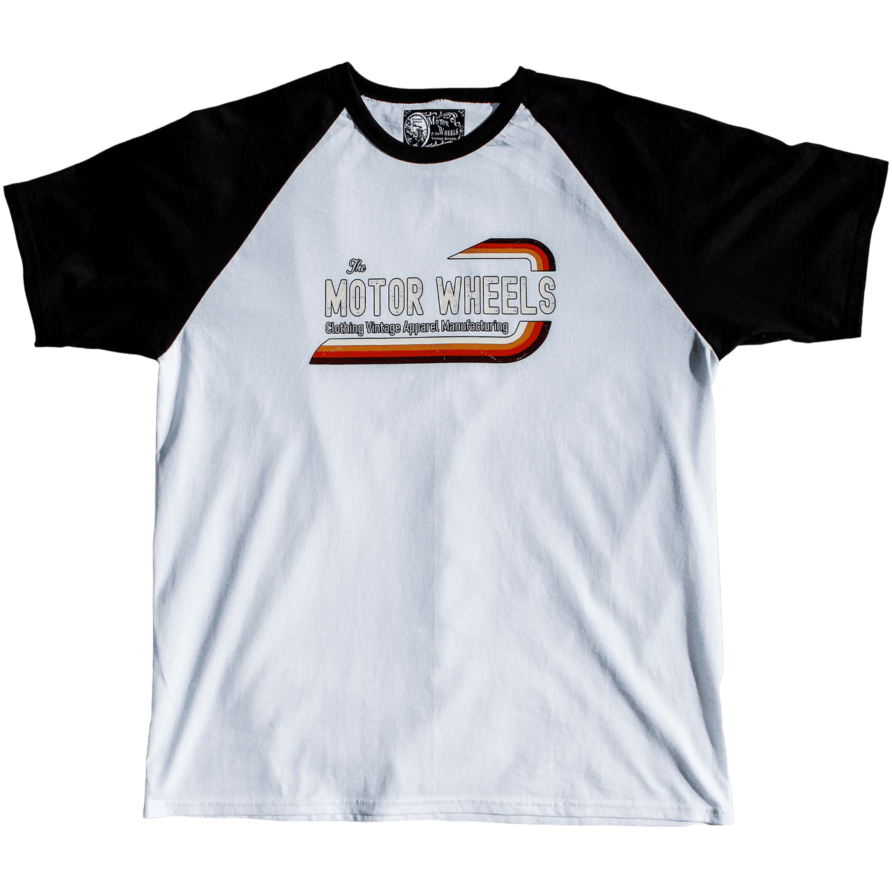 T-shirt baseball "KUSTOM PUNTA" blanc et noir, coton bio, style garage vintage, Motor Wheels Clothing