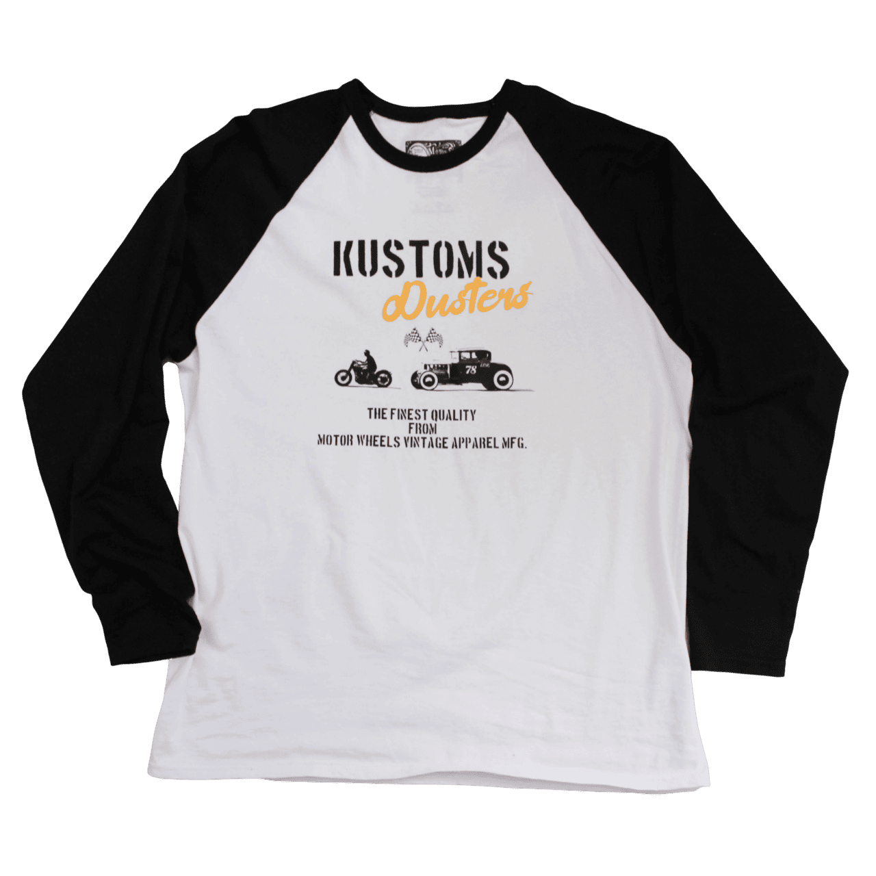 T-shirt baseball manches longues "Kustom Dusters", style vintage garage, coton bio, Motor Wheels Clothing