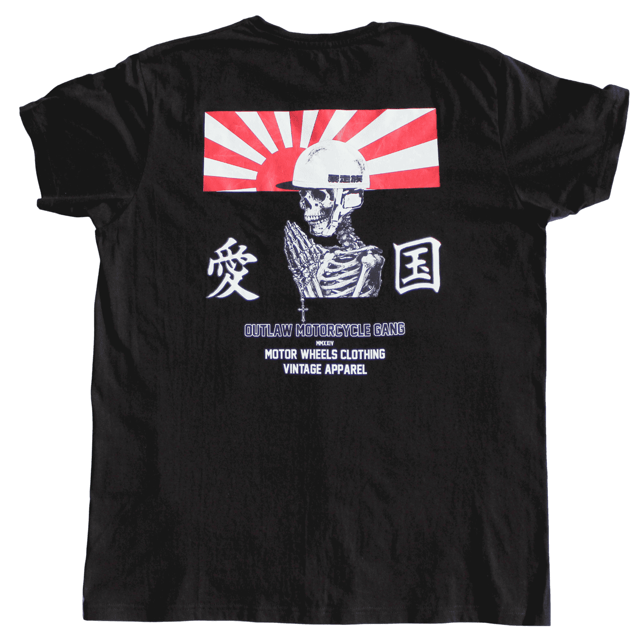 T-shirt noir "BOZOSOKU" inspiré biker japonais, coton bio, Motor Wheels Clothing