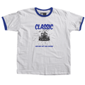 T-shirt ringer "Classic on Wheels", blanc et noir, look vintage garage, Motor Wheels Clothing