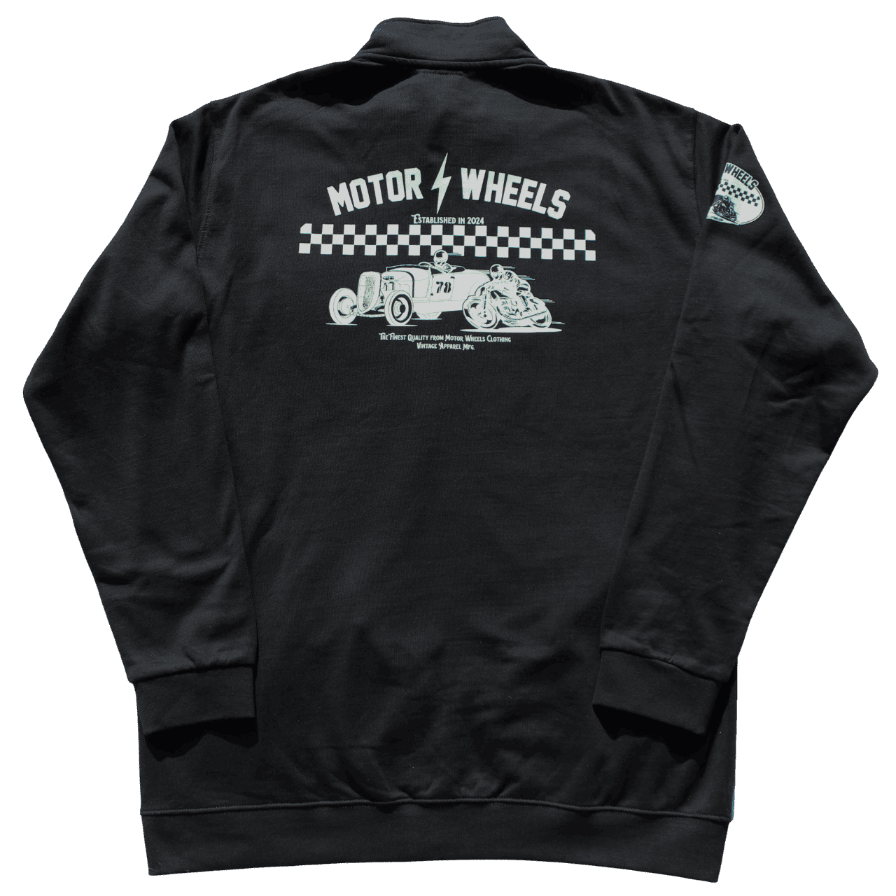 Veste zippée biker "ROYAL RACER" en molleton bio, dessins imprimés, Motor Wheels Clothing