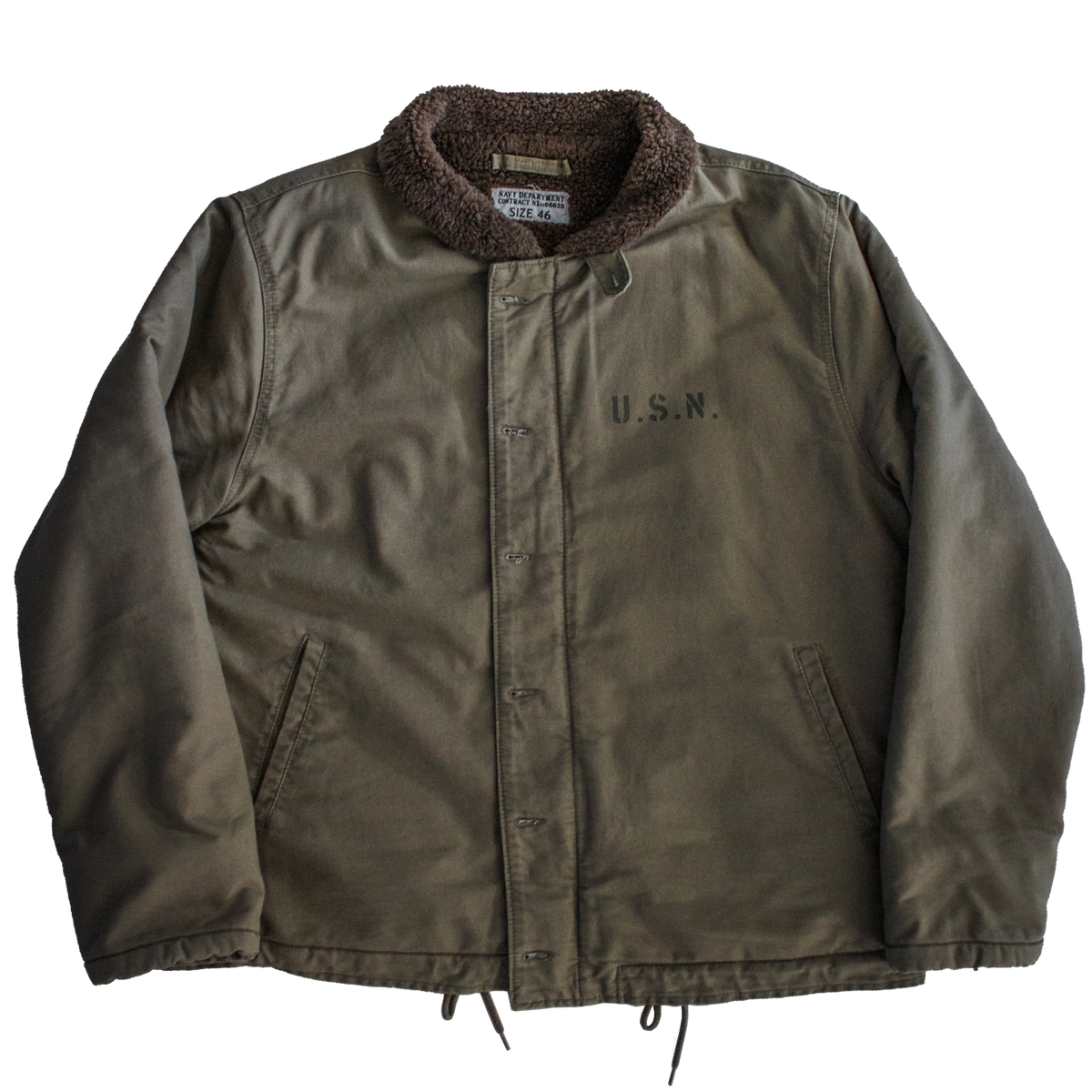 veste us navy n1 deck jacket kaki vintage années 40 doublure chaude