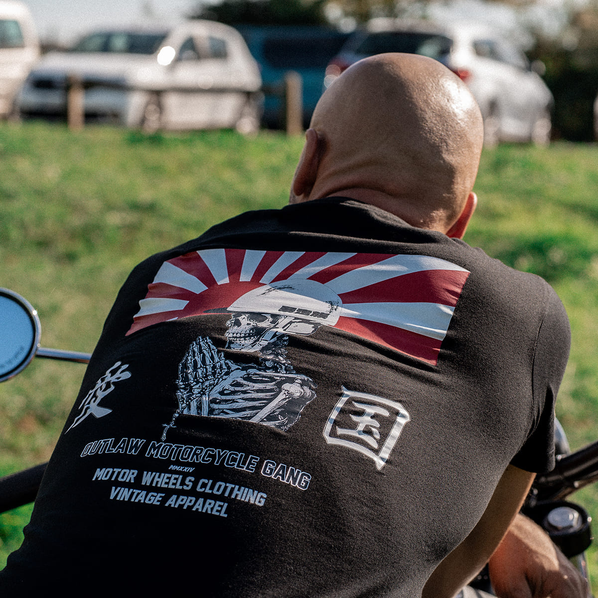 T-shirt noir "BOZOSOKU" inspiré biker japonais, coton bio, Motor Wheels Clothing