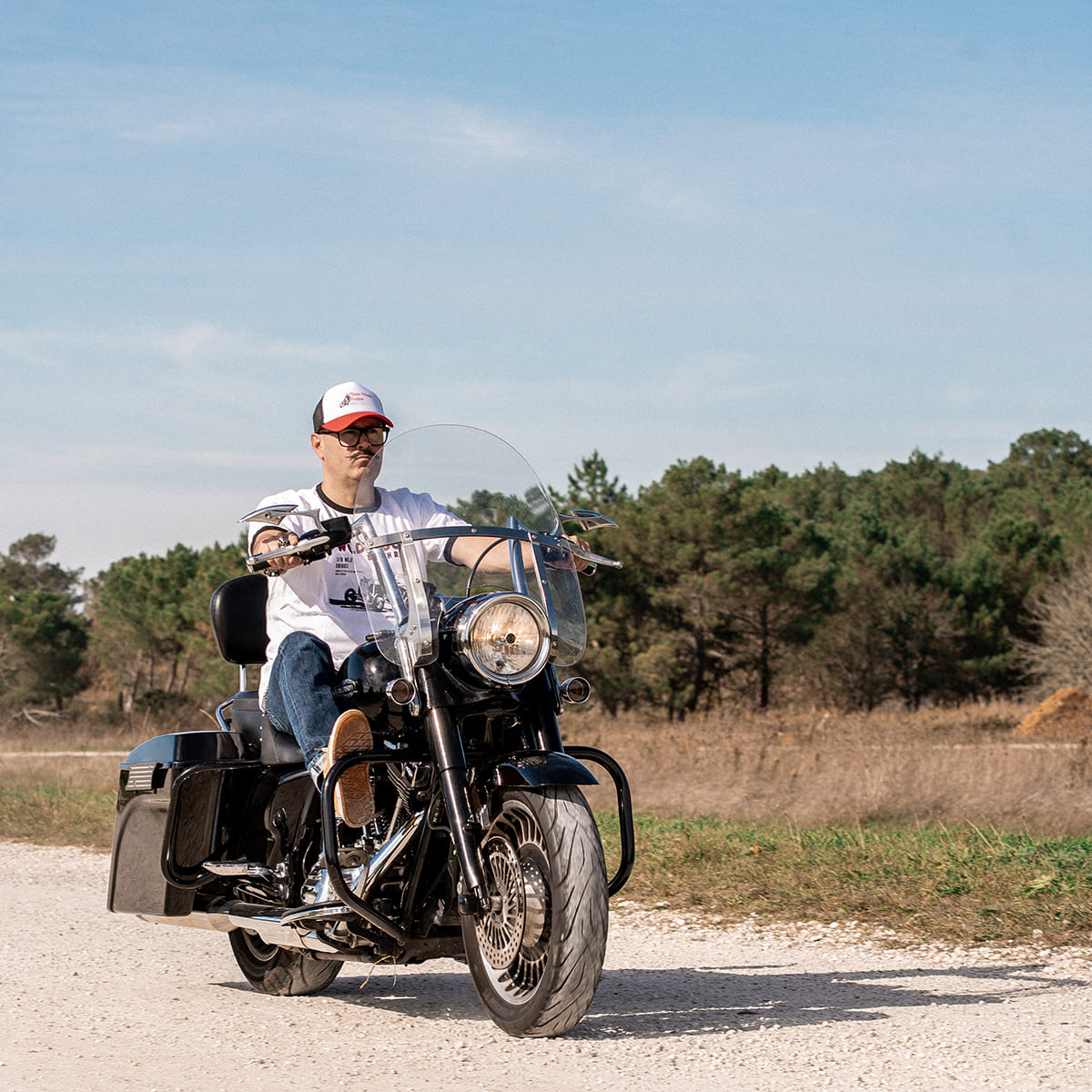 T-shirt ringer "WILDWOOD", blanc et bleu, inspiré des beach races, style vintage, Motor Wheels Clothing