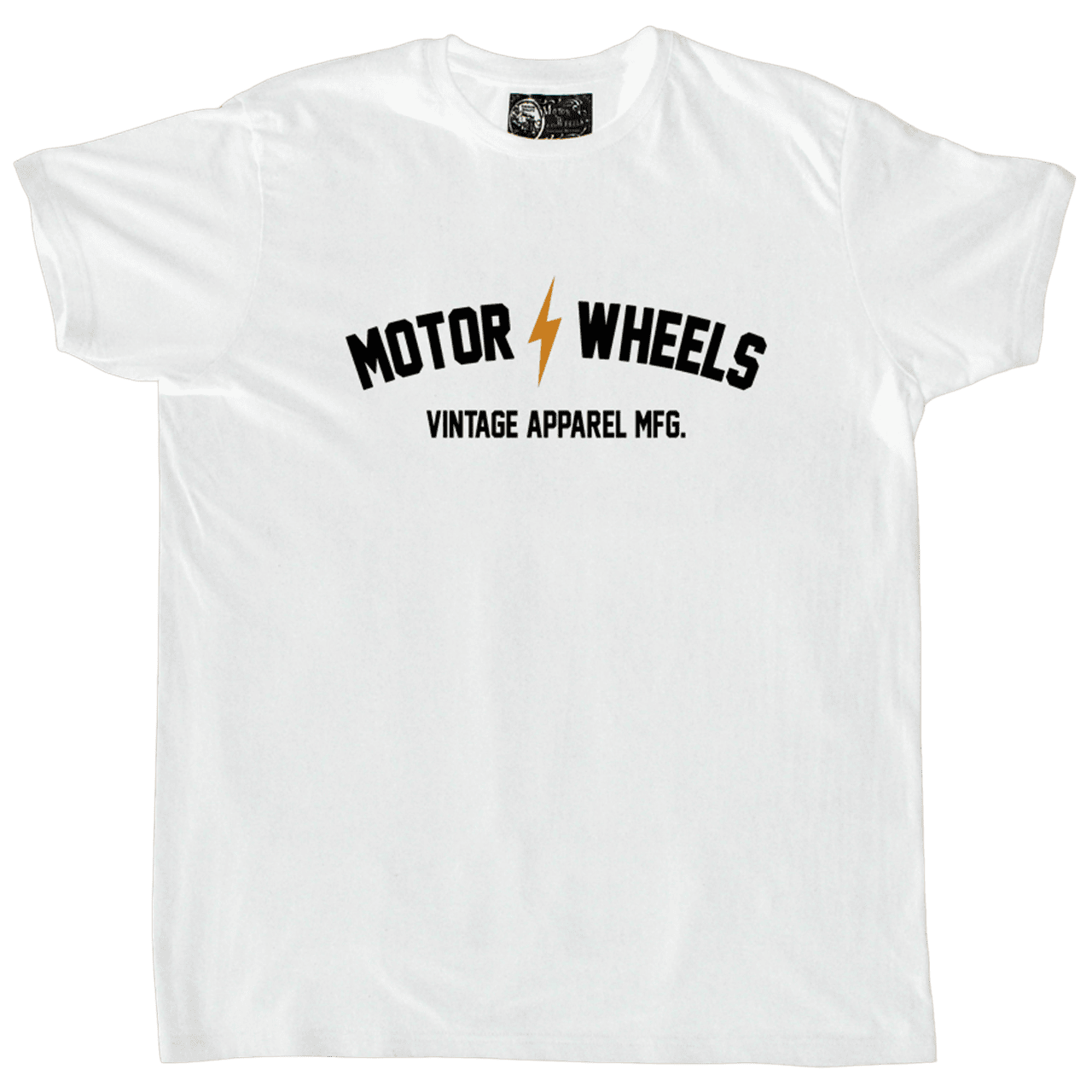 T-shirt blanc "Kuruma" avec symbole yin-yang mécanique noir au centre, style rétro japonais