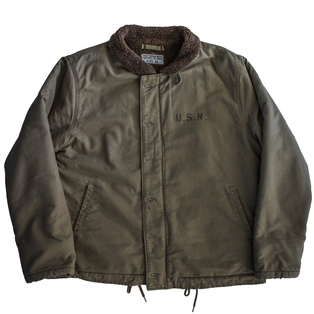 veste us navy n1 deck jacket kaki vintage années 40 doublure chaude