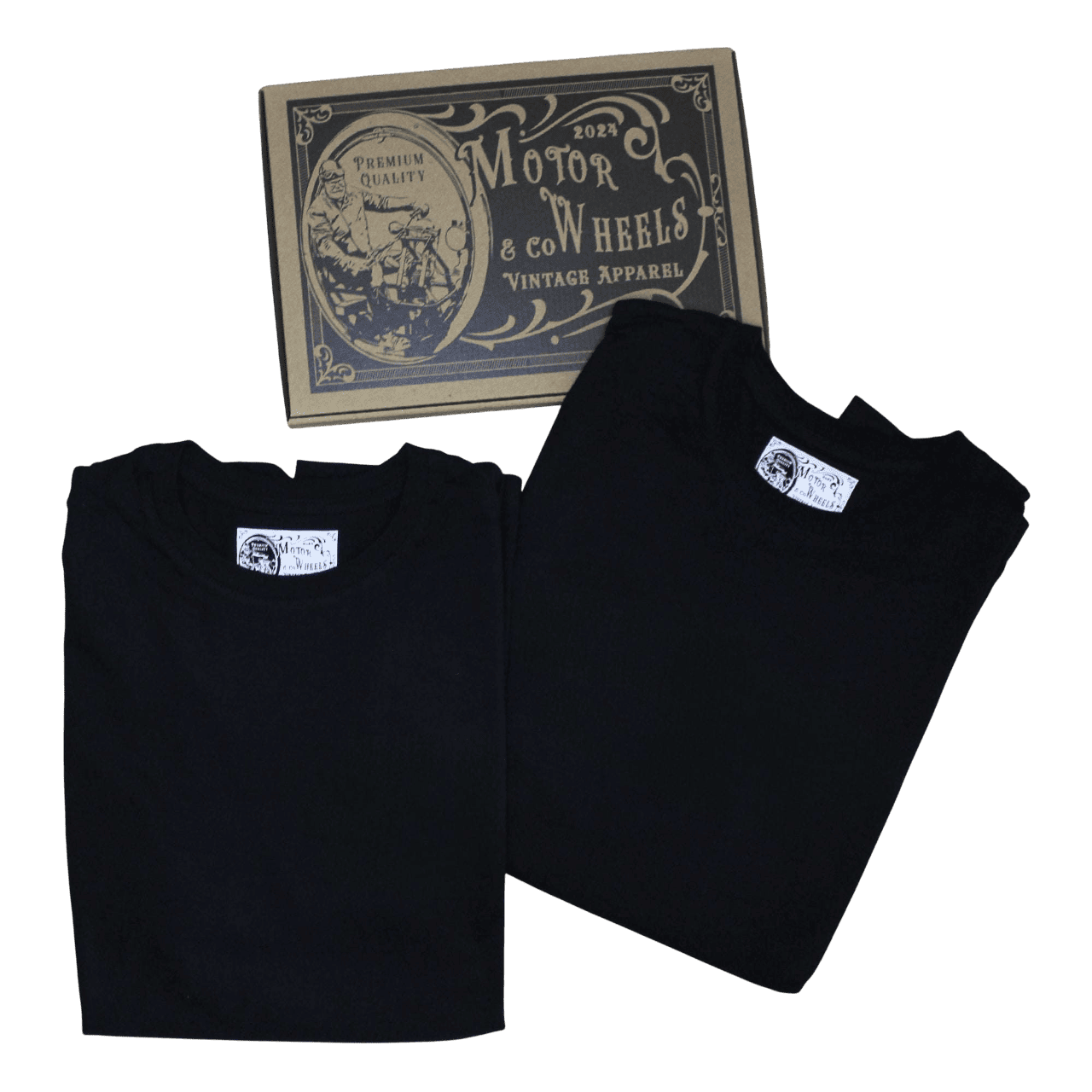 Lot de deux T-shirts col rond Motor Wheels, coupe droite en coton épais
