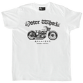 T-shirt "Bobber Sacred" Motor Wheels avec moto bobber old school et caractères japonais "Vivre pour rouler"