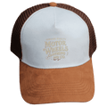 Casquette Trucker "Signature" Motor Wheels avec visière camel en suédine, panneau blanc et mesh marron