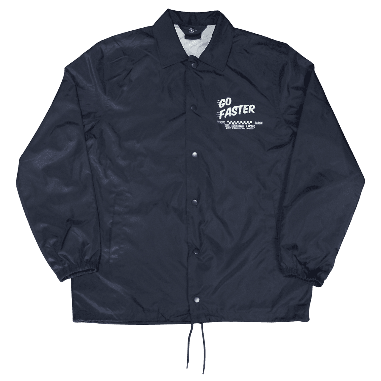 Veste coach "Go Faster" Motor Wheels avec illustration motard au dos