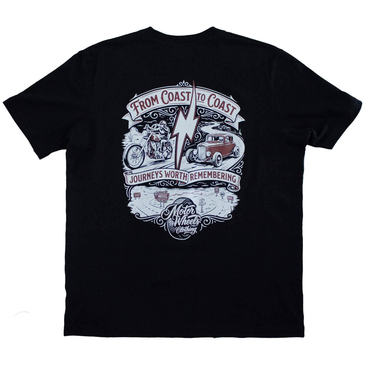 T-Shirt "Coast to Coast" - Style Biker & Hot Rod MOTOR WHEELS CLOTHING