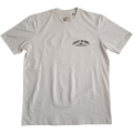 T-shirt beige Motor Wheels Clothing vu de face avec logo "Dust in Time" imprimé sur la poitrine