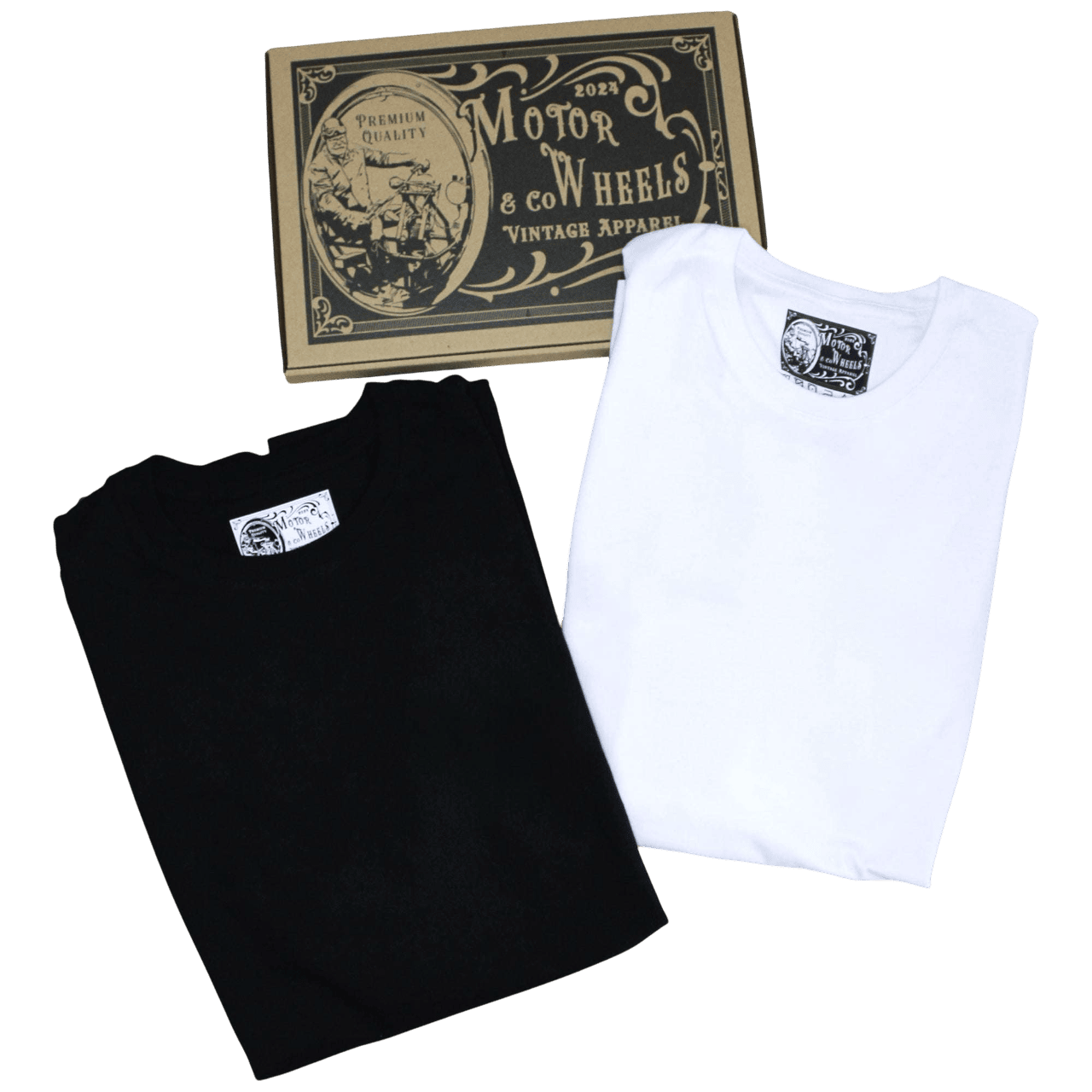 Lot de deux T-shirts col rond Motor Wheels, coupe droite en coton épais