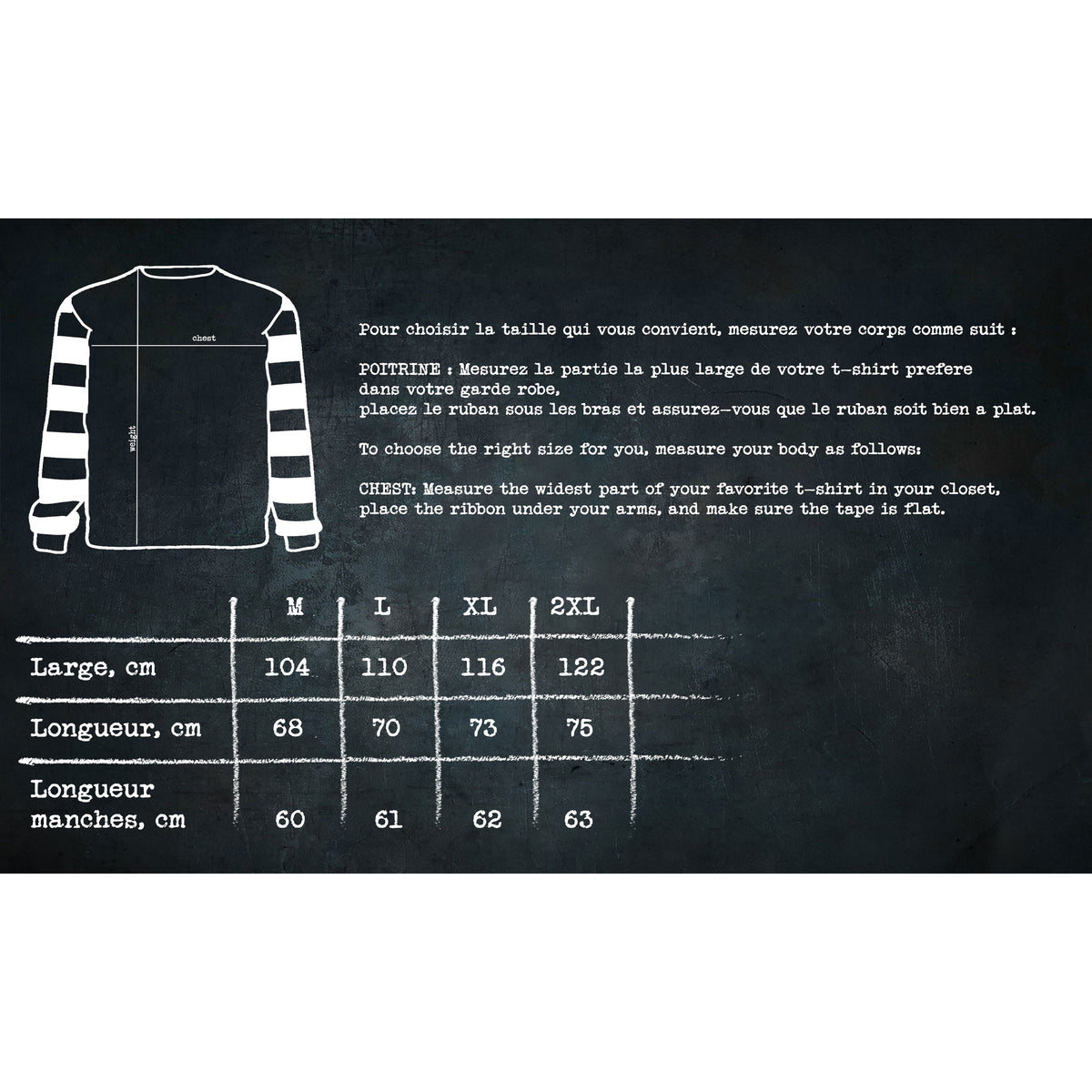 Jersey vintage noir à manches longues rayées blanches et noires Motor Wheels, coton épais 280g