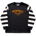 Jersey vintage noir à manches longues rayées blanches et noires Motor Wheels, coton épais 280g