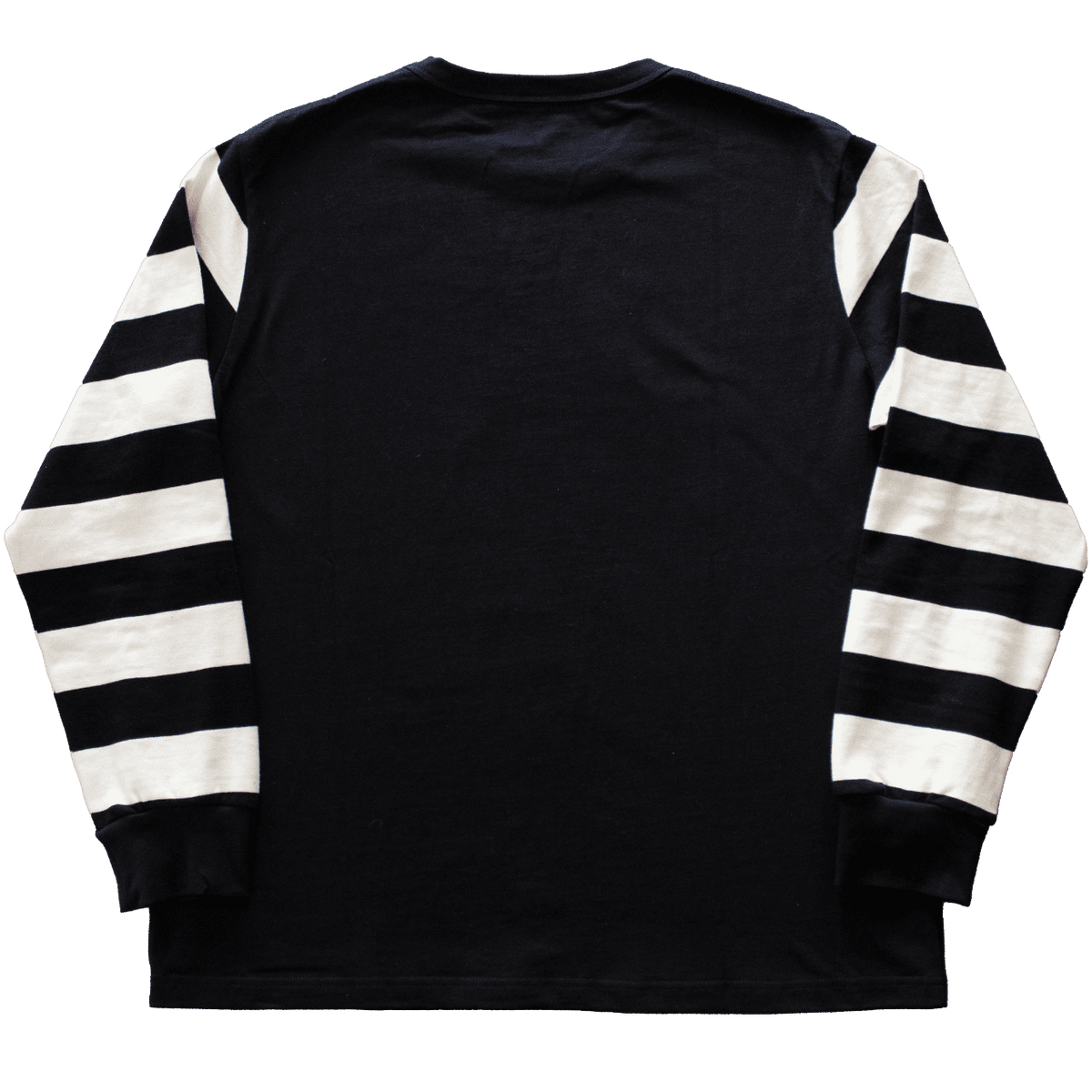 Jersey vintage noir à manches longues rayées blanches et noires Motor Wheels, coton épais 280g