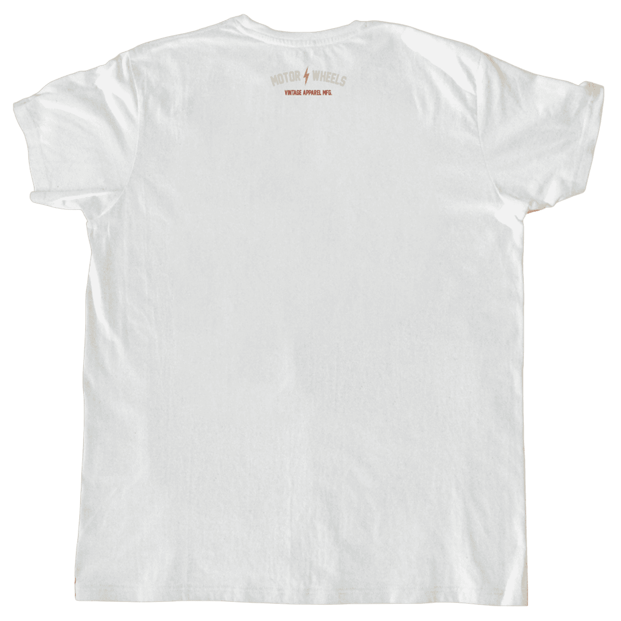 T-shirt blanc "Fun & Lifestyle" Motor Wheels avec motif moto vintage et slogan "Built for a neverending story"