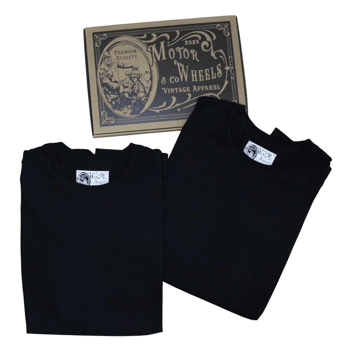 Lot de deux T-shirts col rond Motor Wheels, coupe droite en coton épais