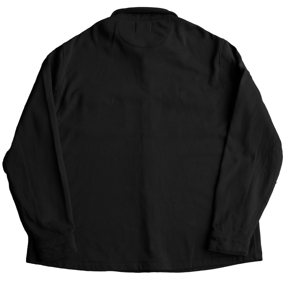 surchemise workwear noire Motor Wheels Clothing en coton biologique, style vintage, avec poches poitrine et boutons contrastés.