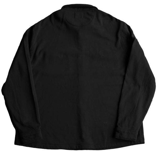 surchemise workwear noire Motor Wheels Clothing en coton biologique, style vintage, avec poches poitrine et boutons contrastés.