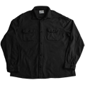 surchemise workwear noire Motor Wheels Clothing en coton biologique, style vintage, avec poches poitrine et boutons contrastés.