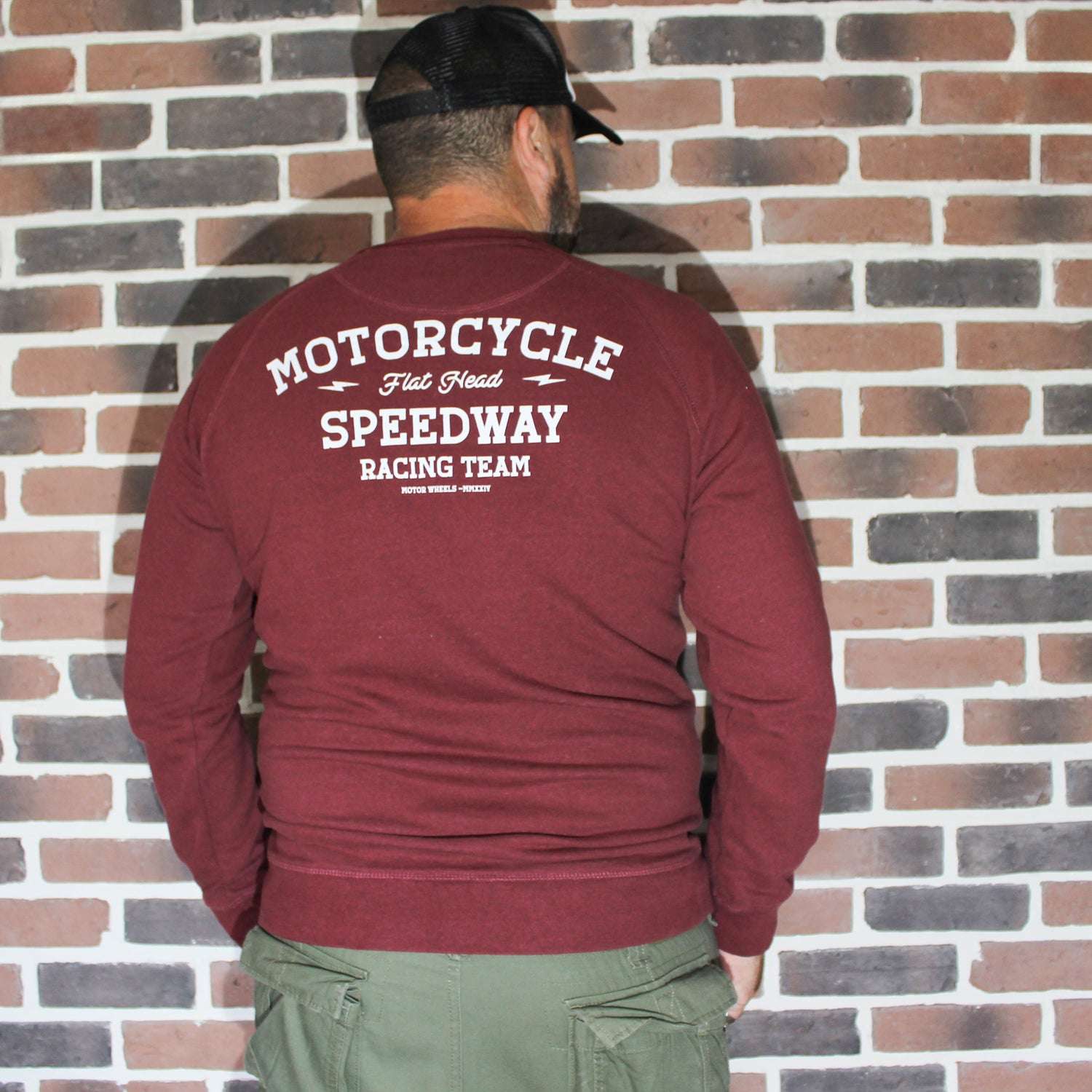 Sweatshirt "Speedway" gris chiné, molleton gratté, inspiré des courses vintage, Motor Wheels Clothing