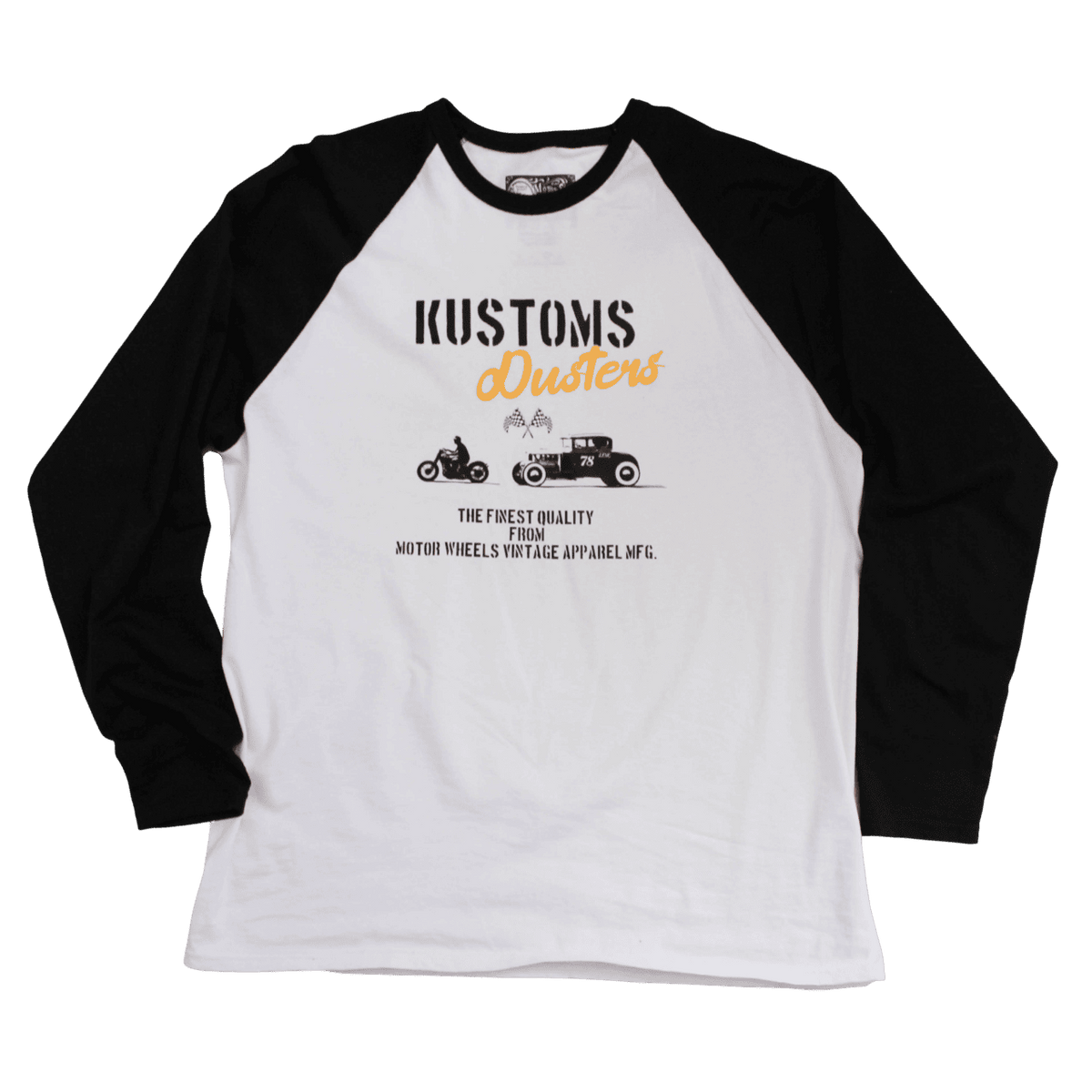 T-shirt baseball manches longues "Kustom Dusters", style vintage garage, coton bio, Motor Wheels Clothing