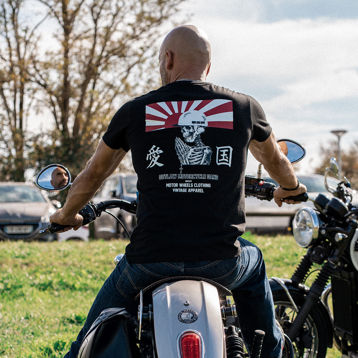 T-shirt noir "BOZOSOKU" inspiré biker japonais, coton bio, Motor Wheels Clothing