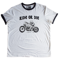 T-shirt Ride or Die vintage moto Ivory col contrasté – Motor Wheels Clothing 1940
