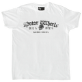 T-shirt blanc "Ride with the Dragon" Motor Wheels avec geisha, dragon japonais et moto custom