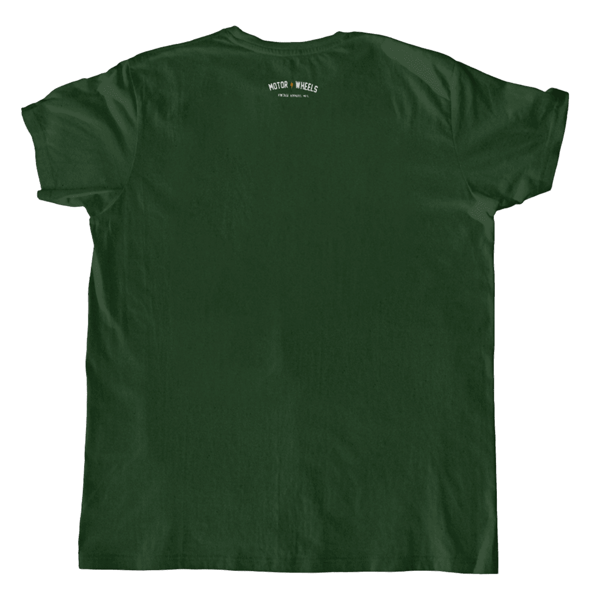 T-shirt vert "SAME F⚡CK'N THRILL" Motor Wheels avec lettrage blanc et éclair orange au centre