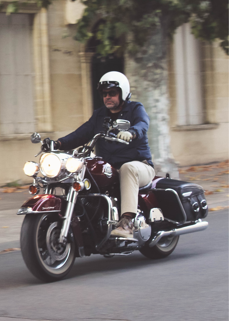 Veste coach "Go Faster" Motor Wheels avec illustration motard au dos