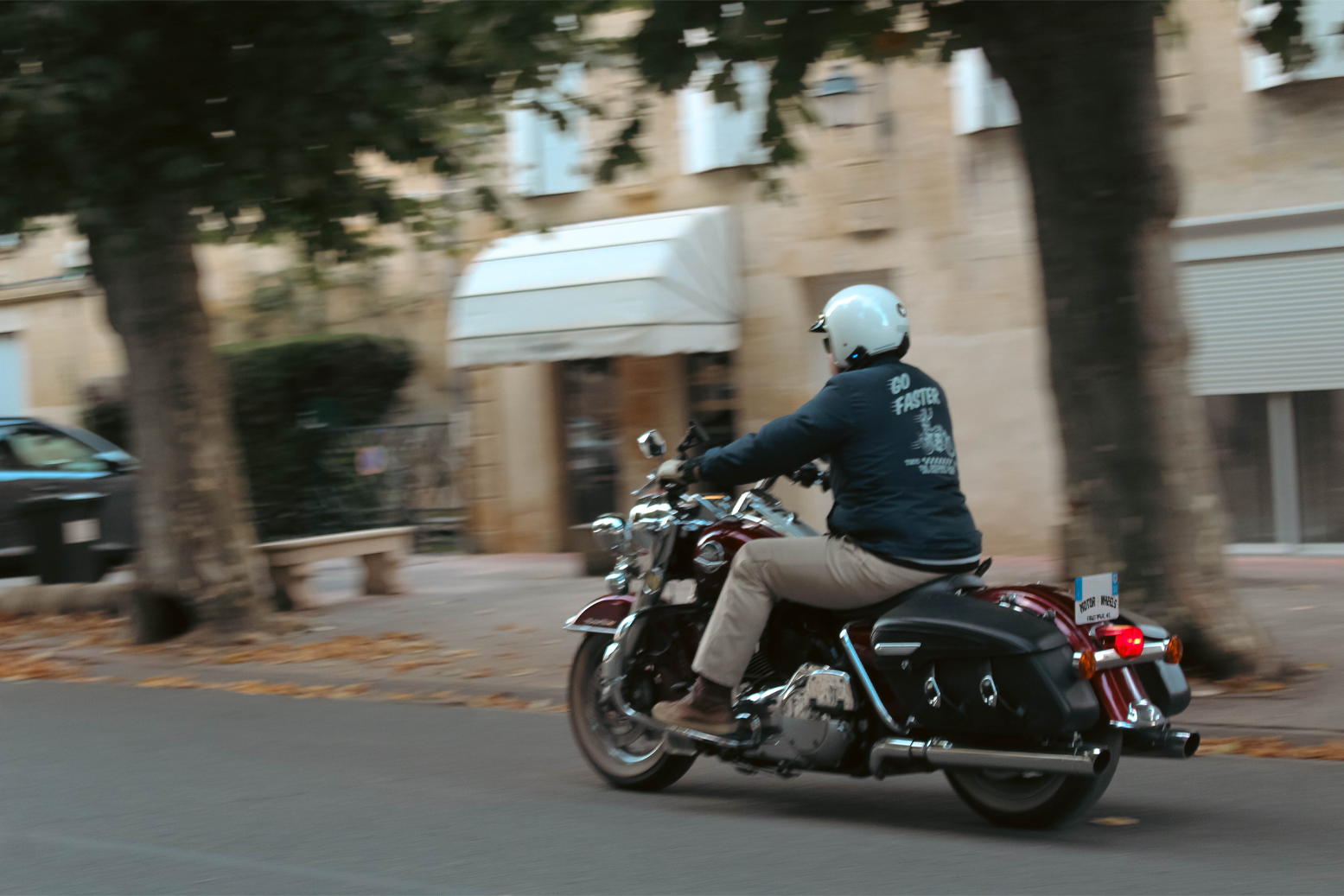 Veste coach "Go Faster" Motor Wheels avec illustration motard au dos