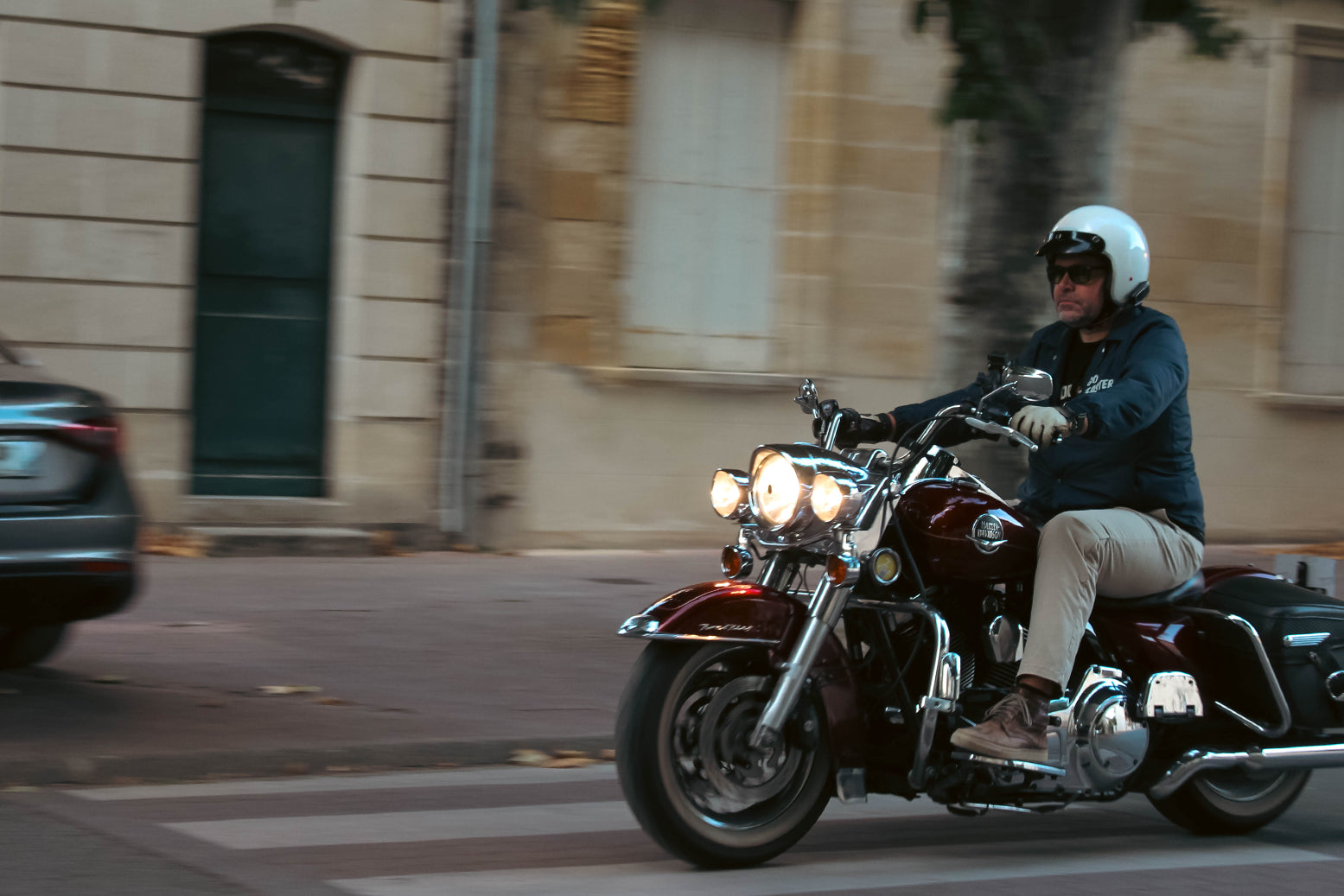 Veste coach "Go Faster" Motor Wheels avec illustration motard au dos