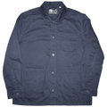 Veste de travail française "La Corvée 40" bleu marine en coton biologique, coupe standard, trois poches plaquées et boutons effet corne.