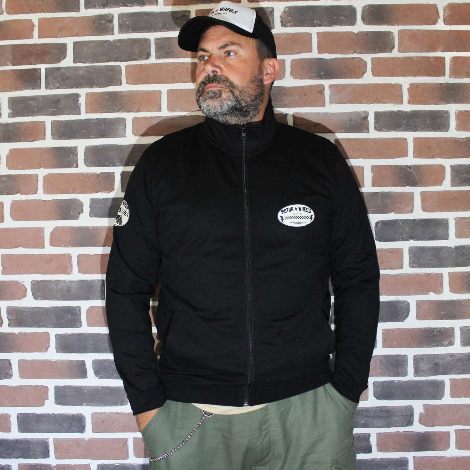Veste zippée "BOZOSOKU" noire, molleton gratté bio, style biker japonais, Motor Wheels Clothing
