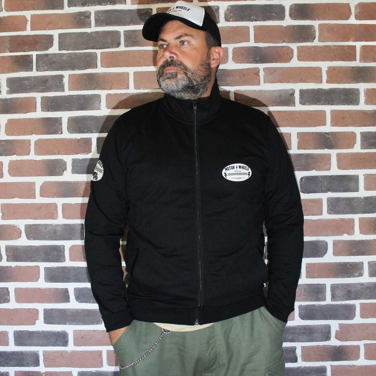 Veste zippée "BOZOSOKU" noire, molleton gratté bio, style biker japonais, Motor Wheels Clothing