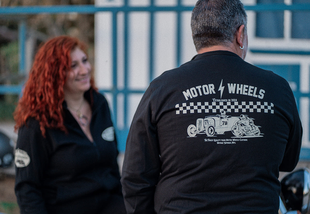 Veste zippée biker "ROYAL RACER" en molleton bio, dessins imprimés, Motor Wheels Clothing