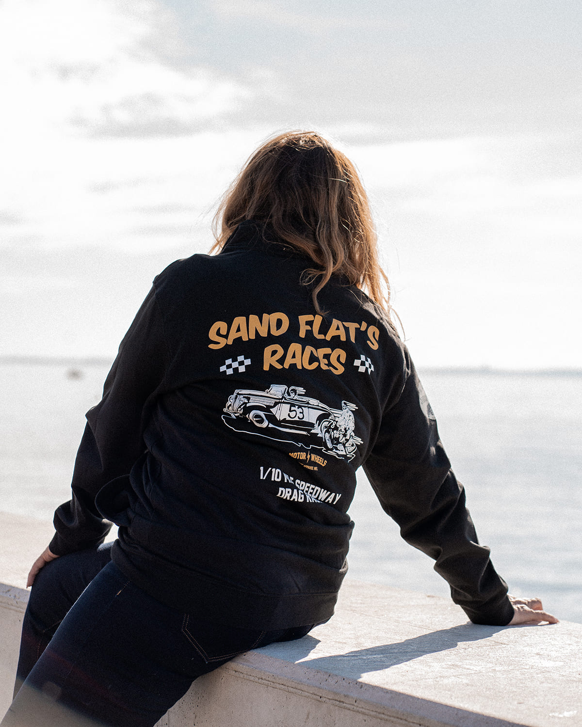 Veste zippée molleton "Sand Flat's Races" — Vintage Racing Spirit MOTOR WHEELS CLOTHING