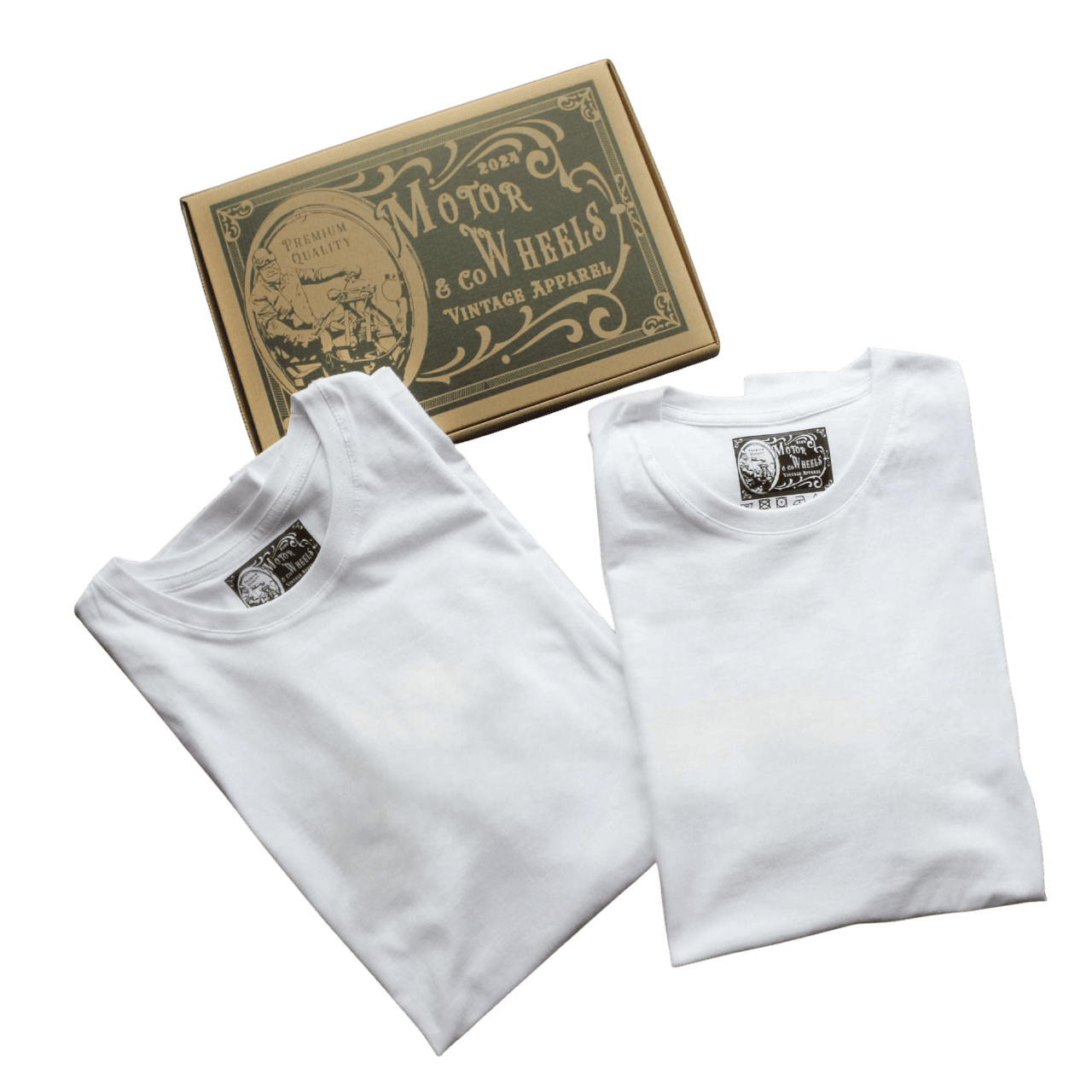 Lot de deux T-shirts col rond Motor Wheels, coupe droite en coton épais